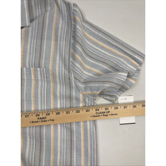 Reverse Threads Men XXL Lt Blue Stripe Button Up Shirt Short Sleeves New - Picture 12 of 14